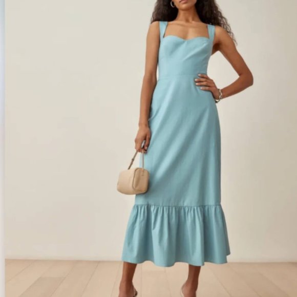 Reformation Light Blue Midi Dress - Picture 1 of 3